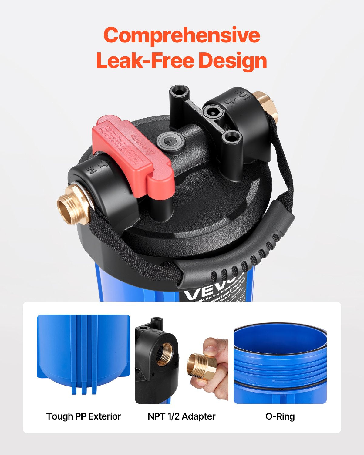 VEVOR RV Water Filtration System, Drinking Water Filter System with Replaceable Cartridge for Campers, Remove Sediments, Chlorine, Bad Tastes, Odors, and Most Contaminants, RV Filter for RVs, Boats - FCLSQBDDZZJDA03FQ001V0 - view 6