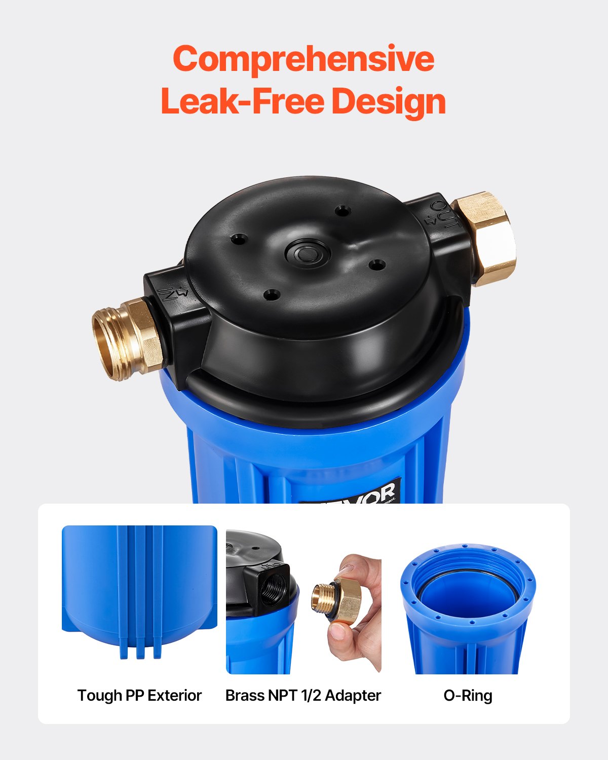 VEVOR RV Water Filtration System, Drinking/Washing Water Filter System for Campers, Remove Sediments, Chlorine, Bad Tastes, Odors, and Most Contaminants, RV Filter for RVs, Boats, Vans - FCLSQBDDZZJDEBTHU001V0 - view 6