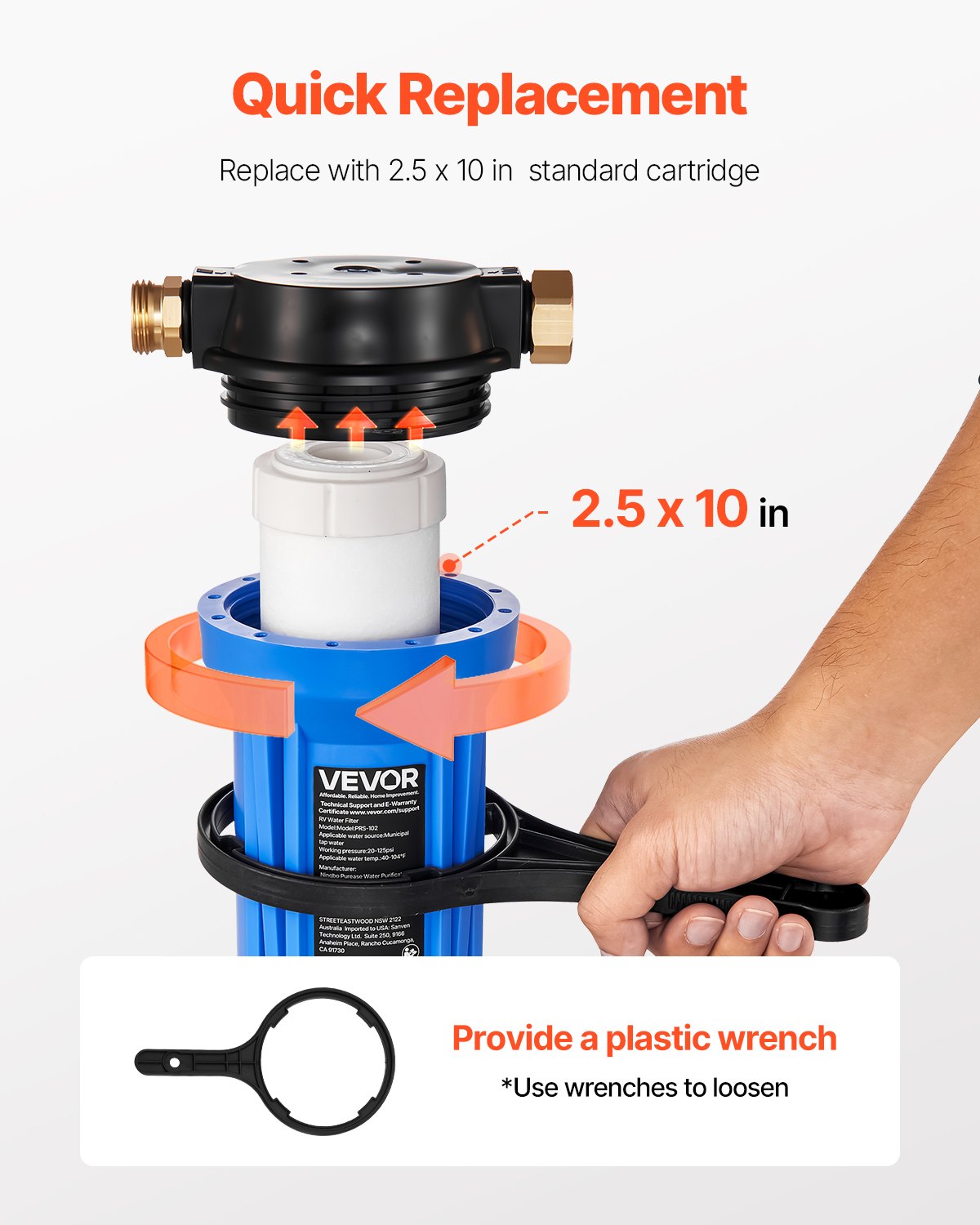 VEVOR RV Water Filtration System, Drinking/Washing Water Filter System for Campers, Remove Sediments, Chlorine, Bad Tastes, Odors, and Most Contaminants, RV Filter for RVs, Boats, Vans - FCLSQBDDZZJDEBTHU001V0 - view 7