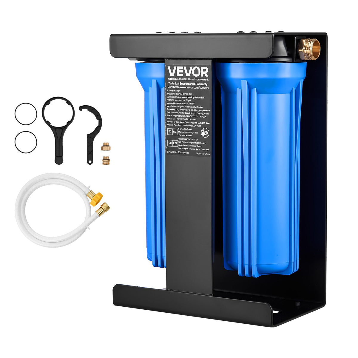VEVOR RV Water Filtration System, 2-Cartridge Water Filter System for Campers, Remove Chlorine, Bad Tastes, Odors, and Most Contaminants, RV Filter with Bracket for RVs, Boats, Vans - FCLSQDDZZJSX12NOM001V0 - view 1