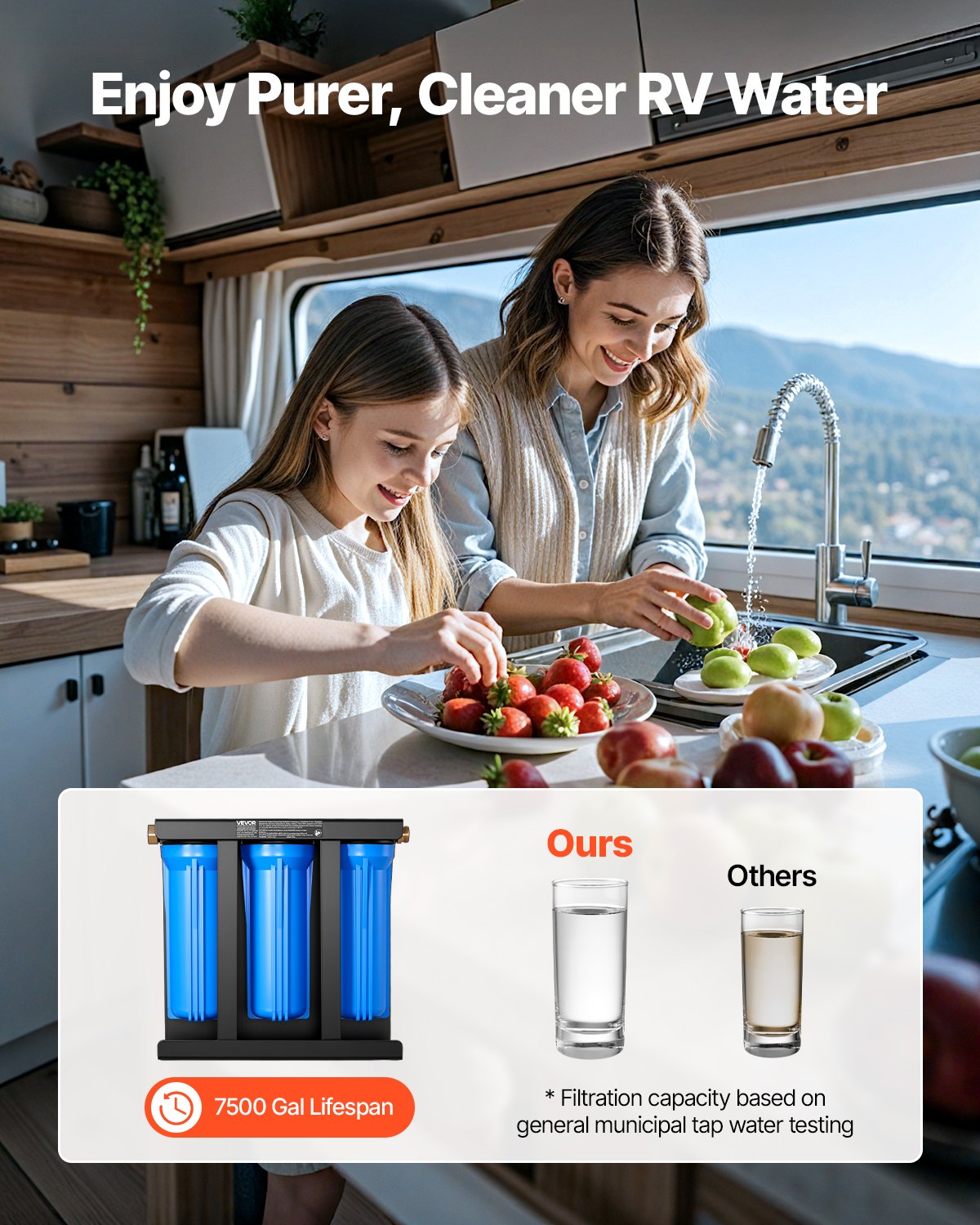 VEVOR RV Water Filtration System, 3-Cartridge Water Filter System for Campers, Remove Sediments, Chlorine, Bad Tastes, Odors, and Most Contaminants, RV Filter with Bracket for RVs, Boats, Vans - FCLSQDDZZJSXZBTMF001V0 - view 3