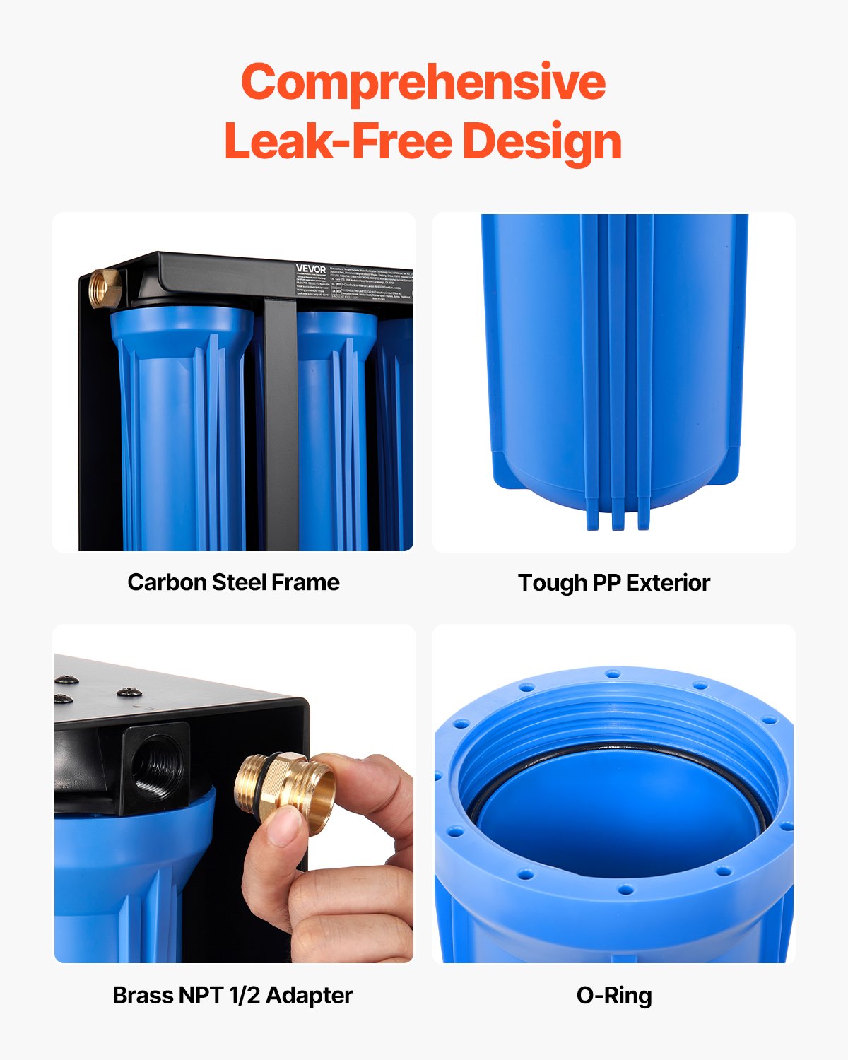 VEVOR RV Water Filtration System, 3-Cartridge Water Filter System for Campers, Remove Sediments, Chlorine, Bad Tastes, Odors, and Most Contaminants, RV Filter with Bracket for RVs, Boats, Vans - FCLSQDDZZJSXZBTMF001V0 - view 6