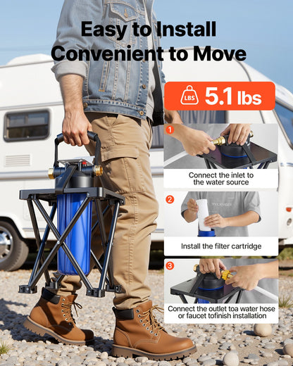 VEVOR RV Water Filter System, 5-Micron Premium RV Water Filtration System Replacement with Cartridge and Mounting Bracket for RVs & Campers, Reduces Sediment, Chlorine, Heavy Metals, Odors and More - FCLSQDXDDZZJ1H9E6001V0 - view 7