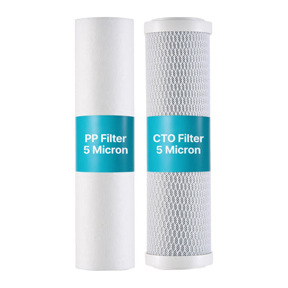 VEVOR RV Water Filter Replacement Cartridge, 5-Micron 2 Pack Dual Stage Premium RV Water Filtration Replacement Cartridge for 2.5" x 10" Filter Housing, Reduces Sediment, Particles, Chlorine, Odors - FCLSQTHLXSPSOEMQ1001V0 - view 1
