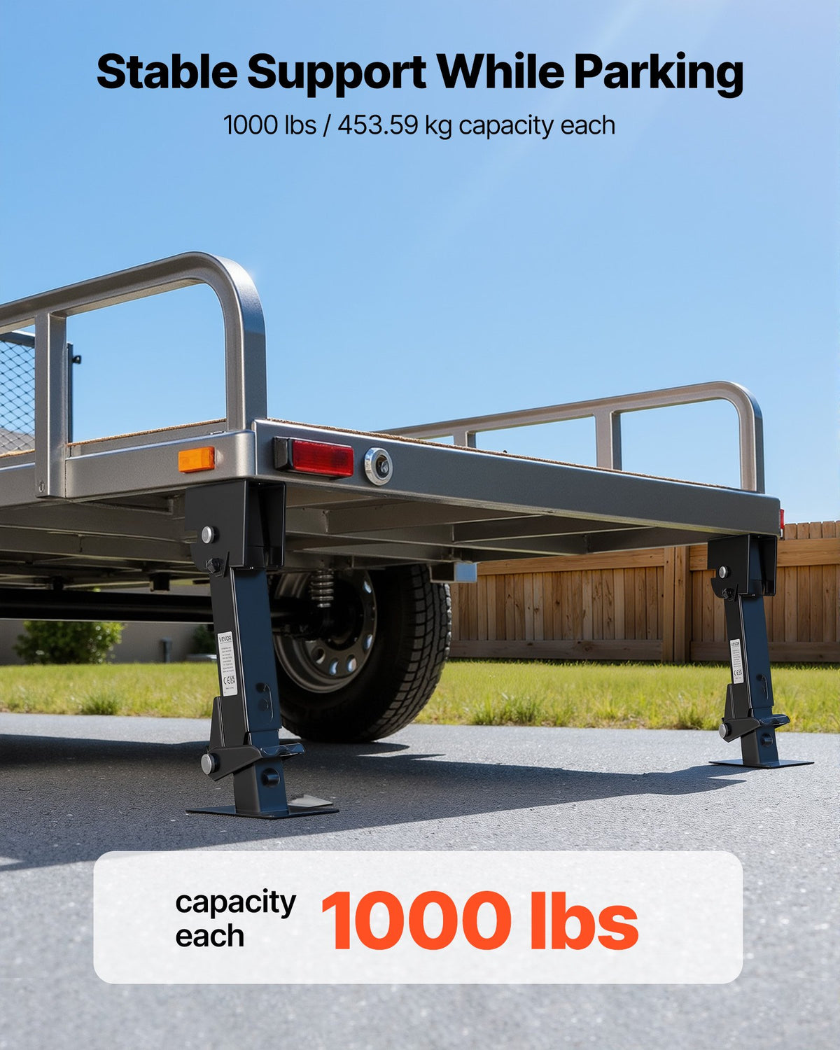 VEVOR Telescoping Stabilizer Jack, 2PCS Telescoping Folding Trailer Jack, Trailer Swing Down Stabilizer Jack for RV Trailer, Supports 1000lbs Capacity Each, Adjustable from 11.7 inch to 18.2 inch - FCPHJ2J1000LCHK1T001V0 - view 3