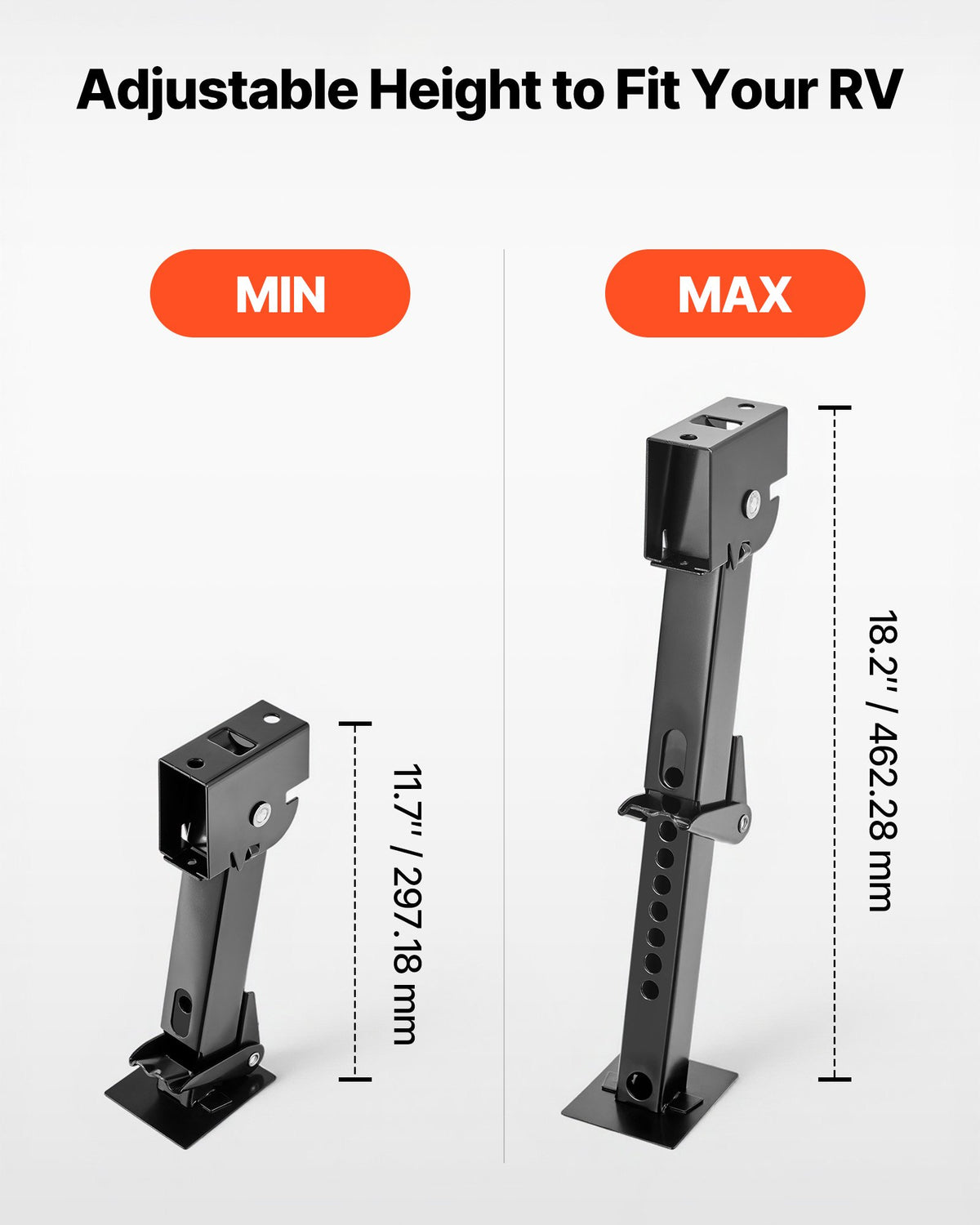 VEVOR Telescoping Stabilizer Jack, 2PCS Telescoping Folding Trailer Jack, Trailer Swing Down Stabilizer Jack for RV Trailer, Supports 1000lbs Capacity Each, Adjustable from 11.7 inch to 18.2 inch - FCPHJ2J1000LCHK1T001V0 - view 4