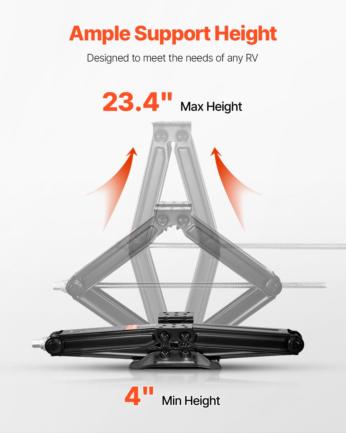 VEVOR 6500 lbs RV Scissor Jacks, 4-23.4 in RV Stabilizer Leveling Scissor Jacks, Set of 2, Heavy Duty Stabilizer Jack with Crank Handle, Socket and Bubble Levels, Not Easily Bent or Deformed - FCWDQJD2JZ657FLGX001V0 - view 4