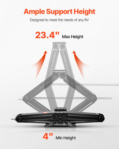 VEVOR 6500 lbs RV Scissor Jacks, 4-23.4 in RV Stabilizer Leveling Scissor Jacks, Set of 2, Heavy Duty Stabilizer Jack with Crank Handle, Socket and Bubble Levels, Not Easily Bent or Deformed - FCWDQJD2JZ657FLGX001V0 - view 4