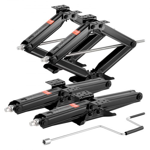 VEVOR 6500 lbs RV Scissor Jacks, 4-23.4 in RV Stabilizer Leveling Scissor Jacks, Set of 4, Heavy Duty Stabilizer Jack with Crank Handle, Socket and Bubble Levels, Not Easily Bent or Deformed - FCWDQJD4JZ65J75KP001V0 - view 2