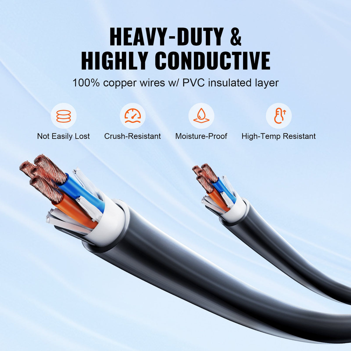 VEVOR 30 Feet RV Power Cord, 50 Amp, Heavy Duty STW 6/3 + 8/1 Generator Cord, NEMA 14-50P Male NEMA SS2-50R Female Plug, with LED Indicator Handle 15A Adapter, for RVs, - FCXCSRVNEMA14OFH2V1 - view 3