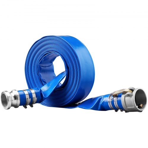 VEVOR Lay Flat Discharge Hose, PVC Backwash Drain Hose with Clamps, Weather Proof and Burst Proof, for Swimming Pool and Water Transfer, Blue - FCXRG250FTPVCM9TXV0 - view 1