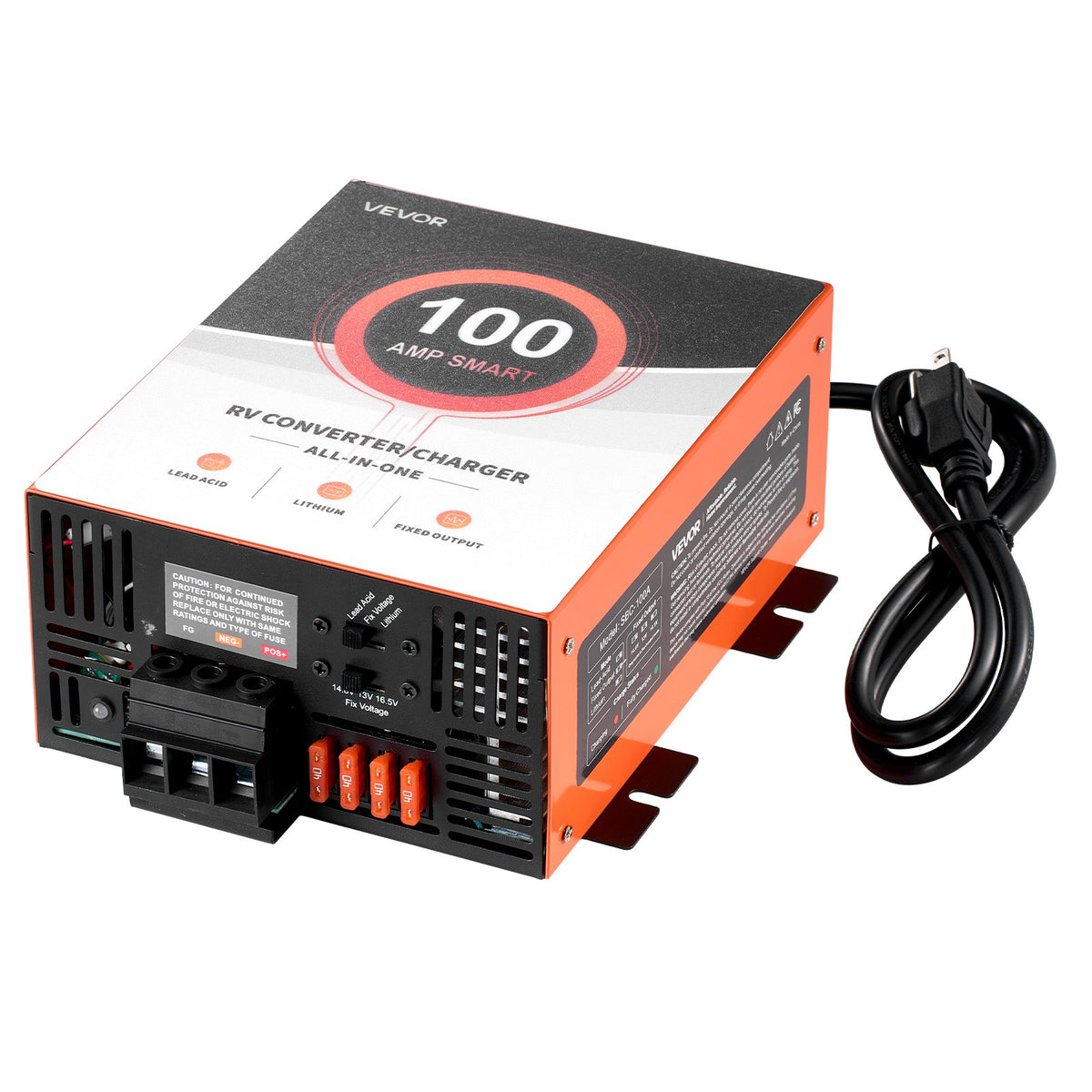 VEVOR RV Power Converter, 100 Amp, 110V AC to 12V DC RV Converter Battery Charger, Multi Stage Smart Charging, 13V to 16.5V Operating Range
