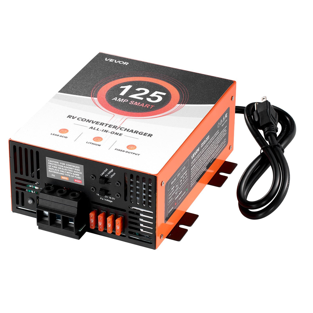 VEVOR RV Power Converter, 125 Amp, 110V AC to 12V DC RV Converter Battery Charger, Multi Stage Smart Charging, 13V to 16.5V Operating Range, Compatible with Lithium & Lead Acid Battery, for Camper - FCZLQTMS125AY08B0001V1 - view 1