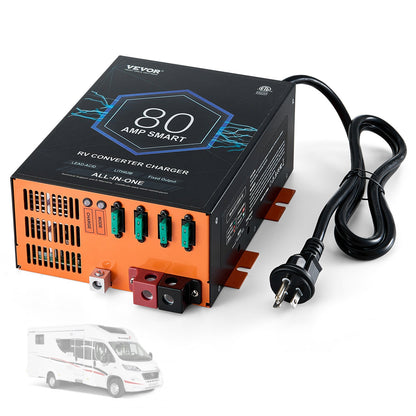 VEVOR RV Converter, 80 Amp, 110V AC to 12V DC RV Power Converter Battery Charger with 4 Stage Smart Charging 13V to 16.5V Adjustable Operating Range, Compatible with Lithium Lead Acid Battery, ETL - FCZLQTMS12V7FTCROV1 - view 1