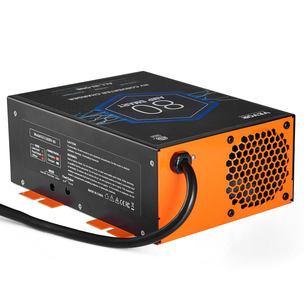 VEVOR RV Converter, 80 Amp, 110V AC to 12V DC RV Power Converter Battery Charger with 4 Stage Smart Charging 13V to 16.5V Adjustable Operating Range, Compatible with Lithium Lead Acid Battery, ETL - FCZLQTMS12V7FTCROV1 - view 10