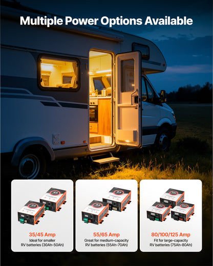 VEVOR RV Power Converter, 45 Amp, 110V AC to 12V DC RV Converter Battery Charger, Multi Stage Smart Charging, 13V to 16.5V Operating Range, Compatible with Lithium & Lead Acid Battery, for Camper - FCZLQTMS45AQV5Q3Q001V1 - view 7