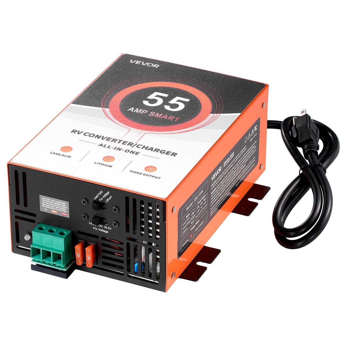 VEVOR RV Power Converter, 55 Amp, 110V AC to 12V DC RV Converter Battery Charger, Multi Stage Smart Charging, 13V to 16.5V Operating Range