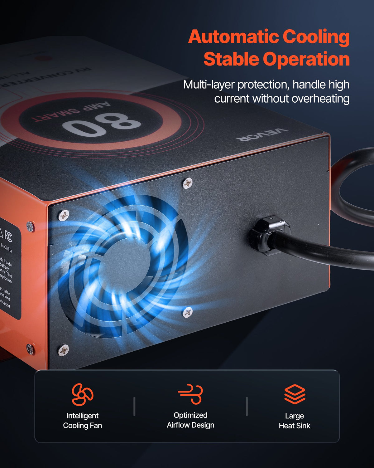 VEVOR RV Power Converter, 80 Amp, 110V AC to 12V DC RV Converter Battery Charger, Multi Stage Smart Charging, 13V to 16.5V Operating Range, Compatible with Lithium & Lead Acid Battery, for Camper - FCZLQTMS80AQ8JRA3001V1 - view 5