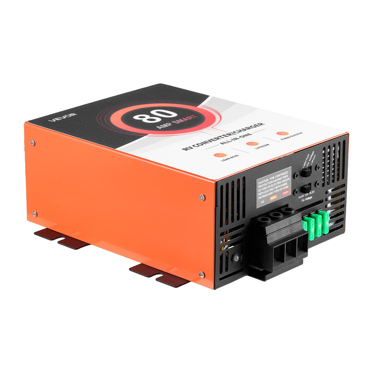 VEVOR RV Power Converter, 80 Amp, 110V AC to 12V DC RV Converter Battery Charger, Multi Stage Smart Charging, 13V to 16.5V Operating Range, Compatible with Lithium & Lead Acid Battery, for Camper - FCZLQTMS80AQ8JRA3001V1 - view 10