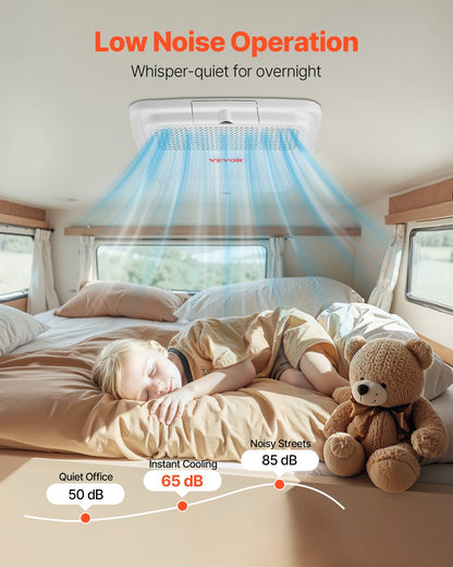 VEVOR RV Air Conditioner, 13500 BTU Non-Ducted Rooftop RV AC Unit, 65 dB Quiet Design, Including Air Distribution Box, Operation Panel and Installation Hardware, for Campers, Vans, Trailers, White - FCZYKDBZXDL1X99NDV6 - view 6