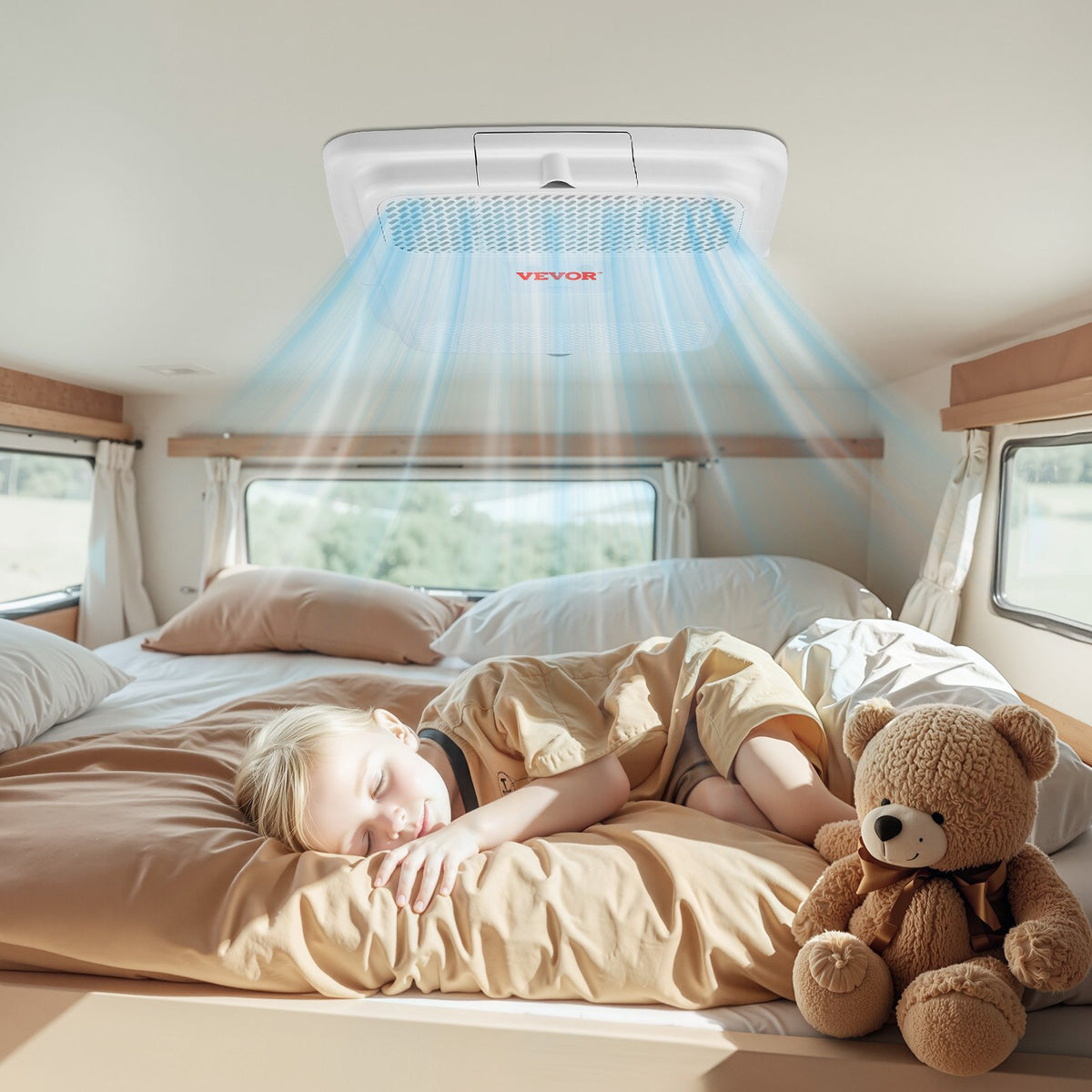VEVOR RV Air Conditioner, 13500 BTU Non-Ducted Rooftop RV AC Unit, 65 dB Quiet Design, Including Air Distribution Box, Operation Panel and Installation Hardware, for Campers, Vans, Trailers, White - FCZYKDBZXDL1X99NDV6 - view 9