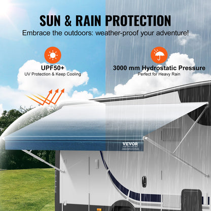 VEVOR RV Awning Fabric Replacement, 13'2" Fabric Length for 14' Awning, Heavy Duty 3-Ply 16oz PVC Camper Awning Fabric, Waterproof & UV Protection Outdoor Canopy for RV, Trailer, Motorhome, Blue Fade - FCZYPML14YC0LHOCBV0 - view 4