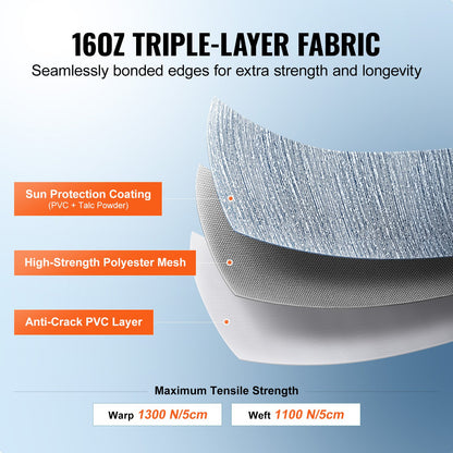 VEVOR RV Awning Fabric Replacement, 13'2" Fabric Length for 14' Awning, Heavy Duty 3-Ply 16oz PVC Camper Awning Fabric, Waterproof & UV Protection Outdoor Canopy for RV, Trailer, Motorhome, Blue Fade - FCZYPML14YC0LHOCBV0 - view 5