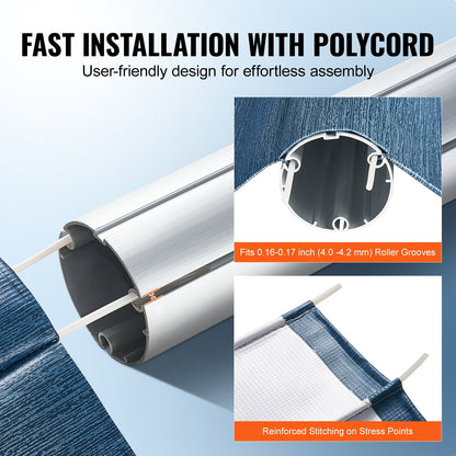 VEVOR RV Awning Fabric Replacement, 13'2" Fabric Length for 14' Awning, Heavy Duty 3-Ply 16oz PVC Camper Awning Fabric, Waterproof & UV Protection Outdoor Canopy for RV, Trailer, Motorhome, Blue Fade - FCZYPML14YC0LHOCBV0 - view 7