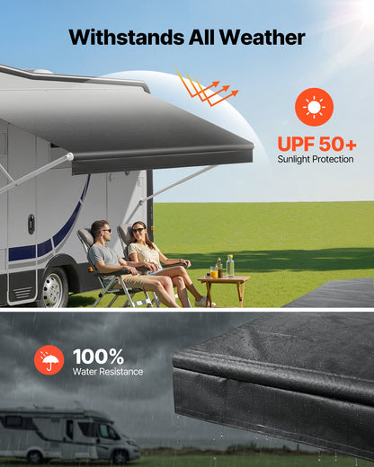 VEVOR RV Awning Fabric Replacement, 15' (Fabric 14'2") 18 oz Heavy-Duty Weatherproof Vinyl Camper Awning Replacement, UPF50+ Protection Waterproof Outdoor Canopy for RV, Motorhome, Trailer, Black Fade - FCZYTHMLSP15L306I002V0 - view 3