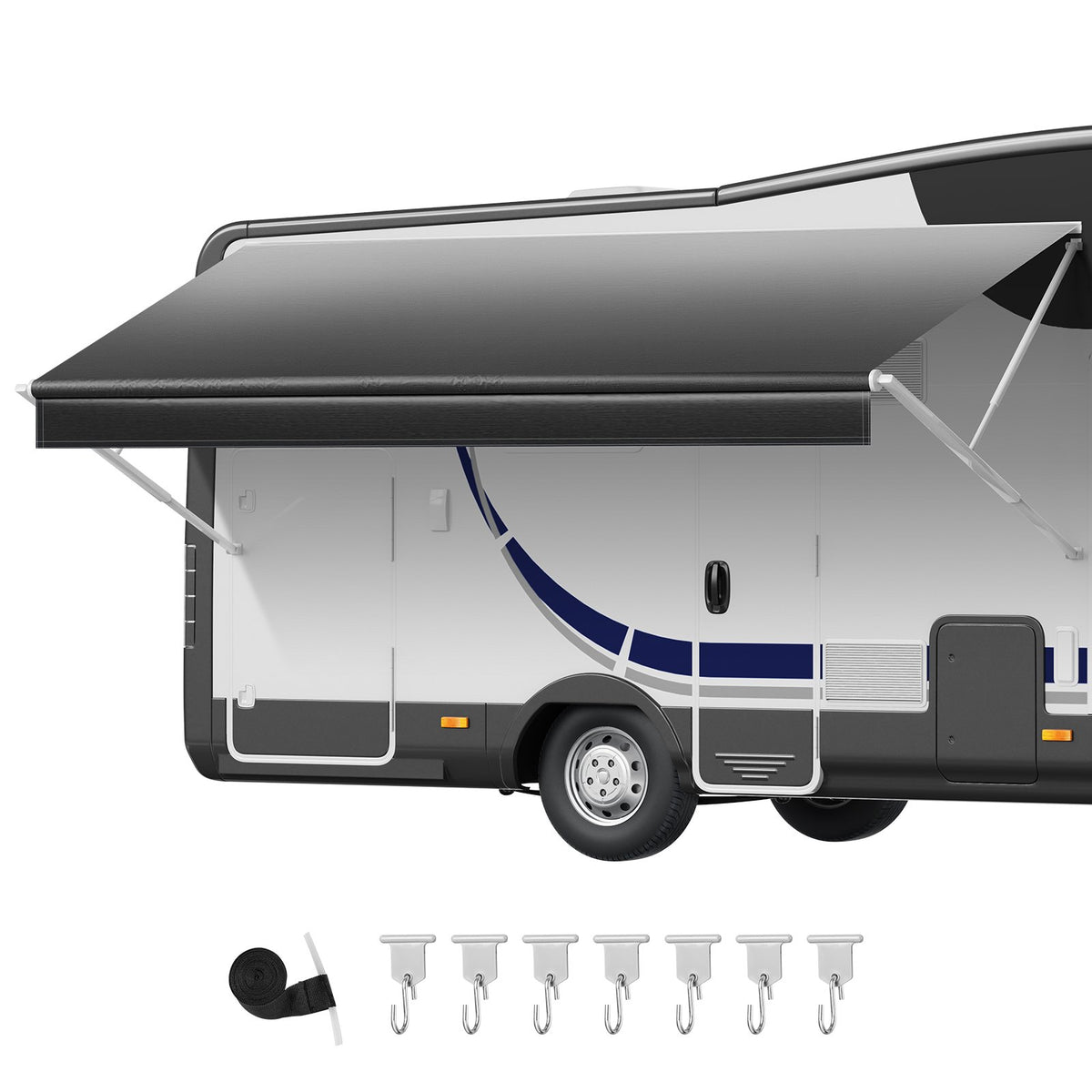VEVOR RV Awning Fabric Replacement, 16' (Fabric 15'2") 18 oz Heavy-Duty Weatherproof Vinyl Camper Awning Replacement, UPF50+ Protection Waterproof Outdoor Canopy for RV, Motorhome, Trailer, Black Fade - FCZYTHMLSP1645CN9002V0 - view 10