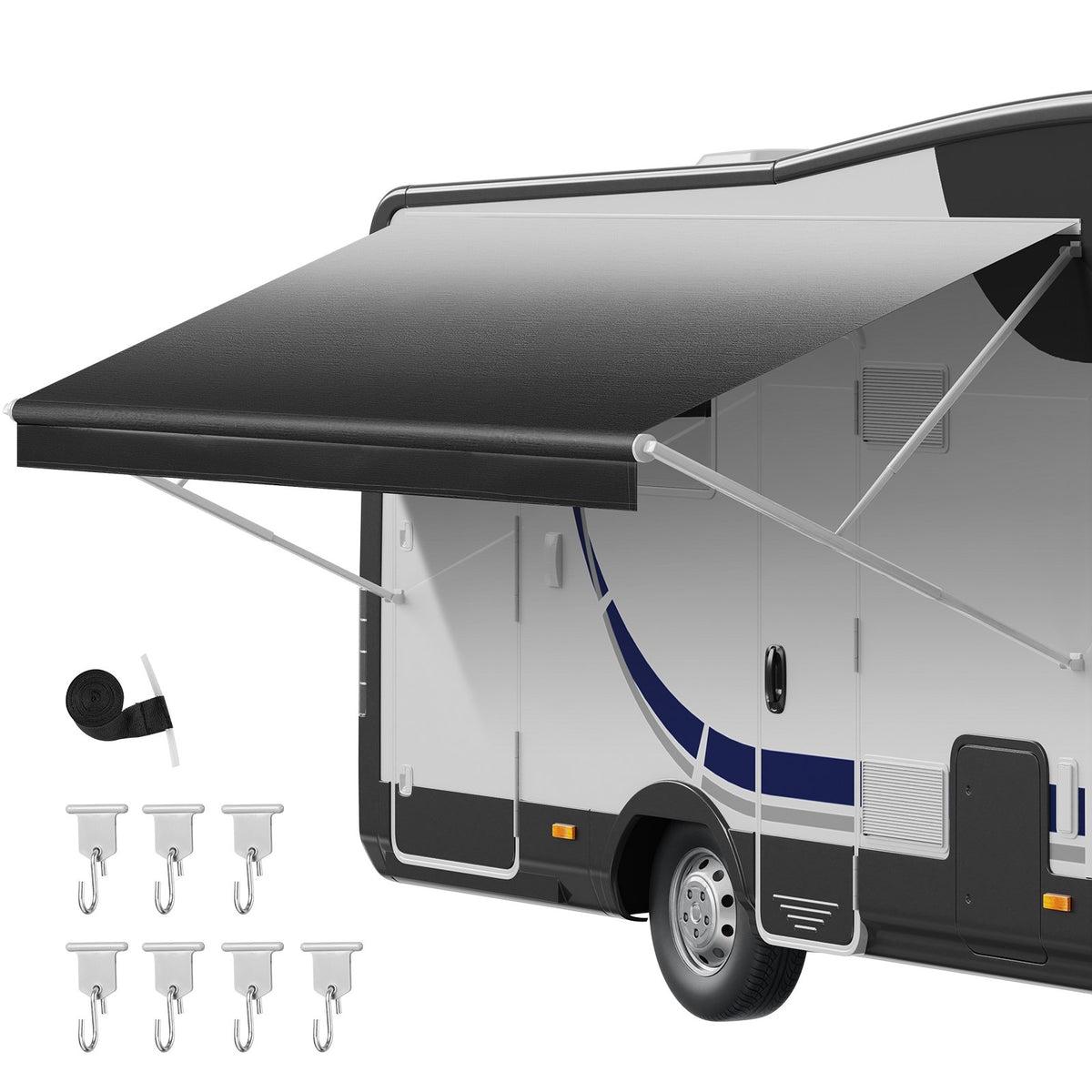 VEVOR RV Awning Fabric Replacement, 17' (Fabric 16'2") 18 oz Heavy-Duty Weatherproof Vinyl Camper Awning Replacement, UPF50+ Protection Waterproof Outdoor Canopy for RV, Motorhome, Trailer, Black Fade - FCZYTHMLSP17AJ4X1002V0 - view 1