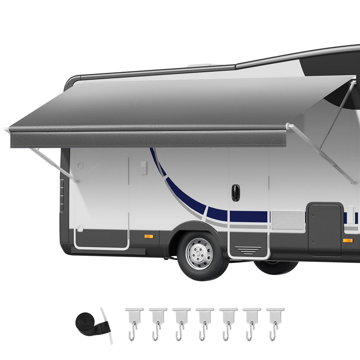 VEVOR RV Awning Fabric Replacement, 18' (Fabric 17'2") 18 oz Heavy-Duty Weatherproof Vinyl Camper Awning Replacement, UPF50+ Protection Waterproof Outdoor Canopy for RV, Motorhome, Trailer, Gray Fade - FCZYTHMLSP181RCVS002V0 - view 10
