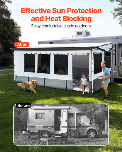 VEVOR RV Awning Sun Shade Room - Compatible with 18 -19 ft Awnings, RV Awning Sun Shading Room with Door & Ventilated Mesh Windows, Sunproof & Windproof Three-Sided Enclosure Tent for RV Camping - FCZYXWSMBWWCJKA2R001V0 - view 3