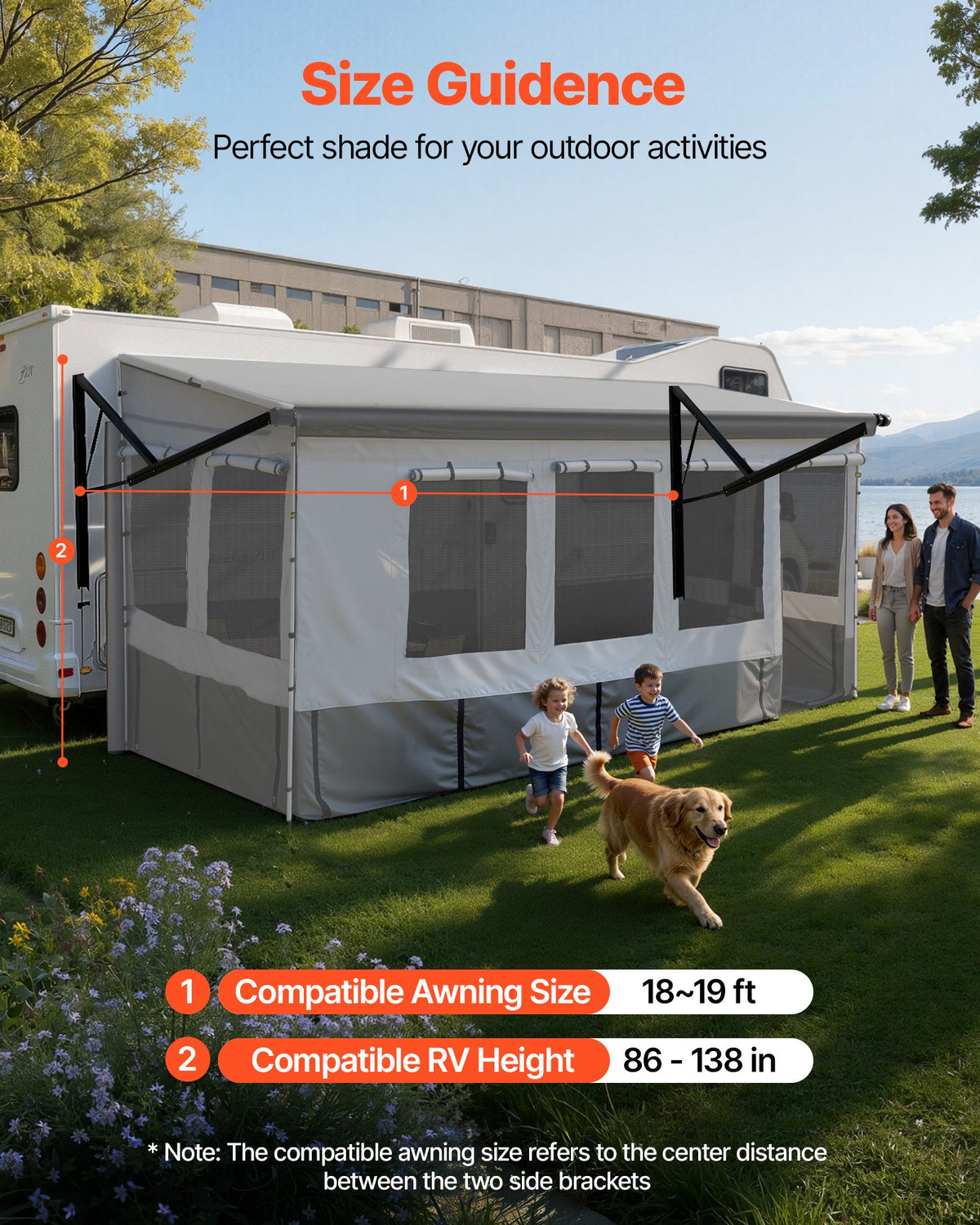 VEVOR RV Awning Sun Shade Room - Compatible with 18 -19 ft Awnings, RV Awning Sun Shading Room with Door & Ventilated Mesh Windows, Sunproof & Windproof Three-Sided Enclosure Tent for RV Camping - FCZYXWSMBWWCJKA2R001V0 - view 4