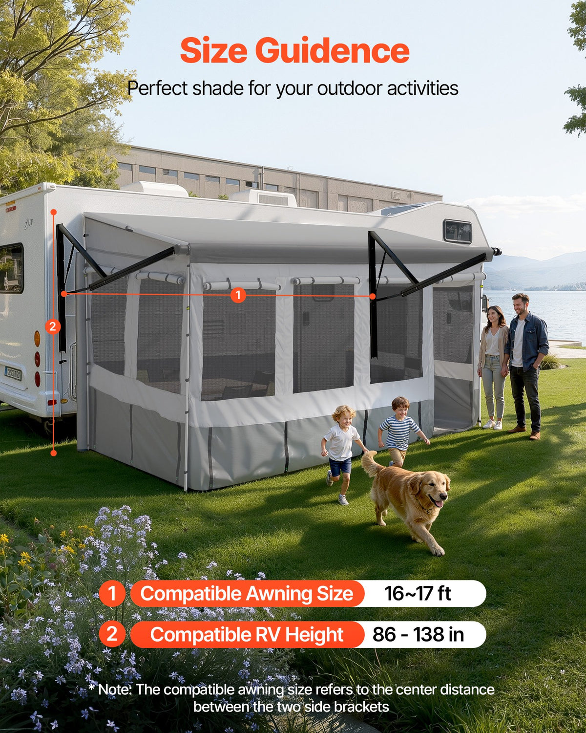 VEVOR RV Awning Sun Shade Room - Compatible with 16 -17 ft Awnings, RV Awning Sun Shading Room with Door & Ventilated Mesh Windows, Sunproof & Windproof Three-Sided Enclosure Tent for RV Camping - FCZYXWSMBWWCTUI9L001V0 - view 4