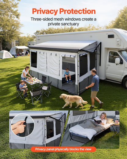 VEVOR RV Awning Sun Shade Room - Compatible with 16 -17 ft Awnings, RV Awning Sun Shading Room with Door & Ventilated Mesh Windows, Sunproof & Windproof Three-Sided Enclosure Tent for RV Camping - FCZYXWSMBWWCTUI9L001V0 - view 5