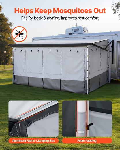 VEVOR RV Awning Sun Shade Room - Compatible with 16 -17 ft Awnings, RV Awning Sun Shading Room with Door & Ventilated Mesh Windows, Sunproof & Windproof Three-Sided Enclosure Tent for RV Camping - FCZYXWSMBWWCTUI9L001V0 - view 6