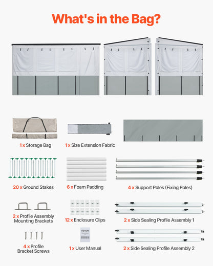 VEVOR RV Awning Sun Shade Room - Compatible with 16 -17 ft Awnings, RV Awning Sun Shading Room with Door & Ventilated Mesh Windows, Sunproof & Windproof Three-Sided Enclosure Tent for RV Camping - FCZYXWSMBWWCTUI9L001V0 - view 10