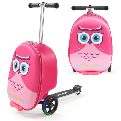 VEVOR Ride-on Luggage, 20 L Capacity, 20 Inches Kids Scooter Suitcase with Flash PU Wheels, Adjustable Handle & TPR Non-Slip Grip, Foldable & Lightweight Scooter Luggage for Kids Aged 5+, Pink - FDDQXXLX20INHPZ8K001V0 - view 1