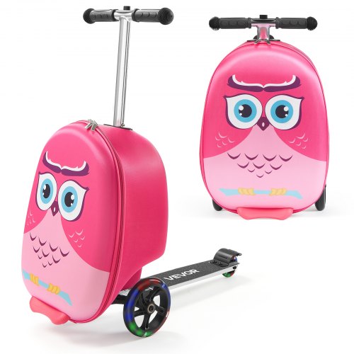 VEVOR Ride-on Luggage, 20 L Capacity, 20 Inches Kids Scooter Suitcase with Flash PU Wheels, Adjustable Handle & TPR Non-Slip Grip, Foldable & Lightweight Scooter Luggage for Kids Aged 5+, Pink - FDDQXXLX20INHPZ8K001V0 - view 2