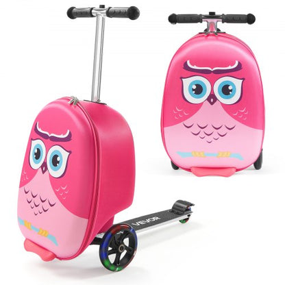 VEVOR Ride-on Luggage, 20 L Capacity, 20 Inches Kids Scooter Suitcase with Flash PU Wheels, Adjustable Handle & TPR Non-Slip Grip, Foldable & Lightweight Scooter Luggage for Kids Aged 5+, Pink - FDDQXXLX20INHPZ8K001V0 - view 2