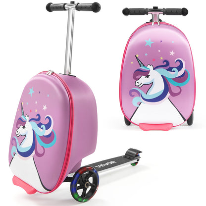 VEVOR Ride-on Luggage, 20 L Capacity, 20 Inches Kids Scooter Suitcase with Flash PU Wheels, Adjustable Handle & TPR Non-Slip Grip, Foldable & Lightweight Scooter Luggage for Kids Aged 5+, Purple - FDDQXXLXHBK2ZFUMR001V0 - view 1