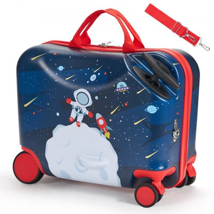 VEVOR Ride-on Luggage, 26 L Capacity, 18 Inches Tow Along Toddler Carry on Luggage with Wheels, Adjustable Shoulder Strap, Lightweight Kids Riding Suitcase for Boys & Girls Aged 3+, Blue & White - FDDQXXLXXLK1Y8UF6001V0 - view 2