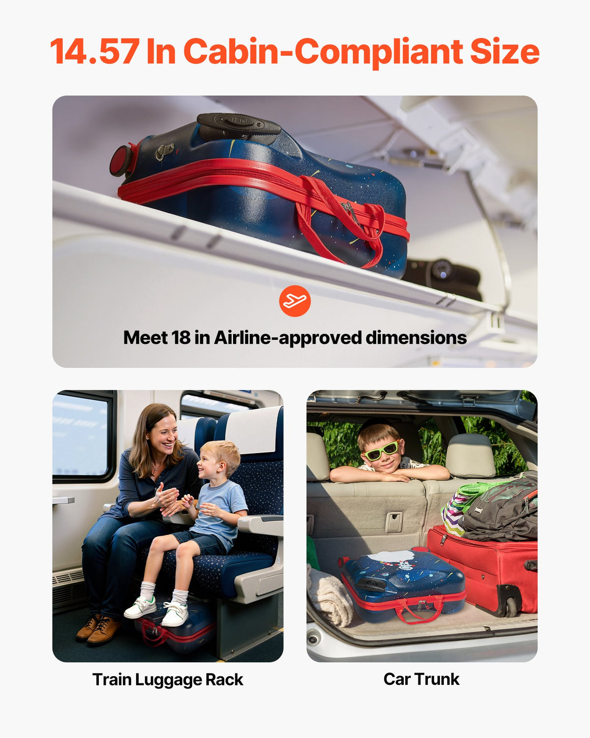 VEVOR Ride-on Luggage, 26 L Capacity, 18 Inches Tow Along Toddler Carry on Luggage with Wheels, Adjustable Shoulder Strap, Lightweight Kids Riding Suitcase for Boys & Girls Aged 3+, Blue & White - FDDQXXLXXLK1Y8UF6001V0 - view 6