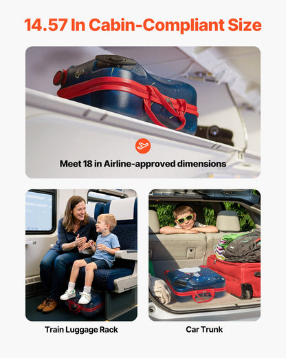 VEVOR Ride-on Luggage, 26 L Capacity, 18 Inches Tow Along Toddler Carry on Luggage with Wheels, Adjustable Shoulder Strap, Lightweight Kids Riding Suitcase for Boys & Girls Aged 3+, Blue & White - FDDQXXLXXLK1Y8UF6001V0 - view 6