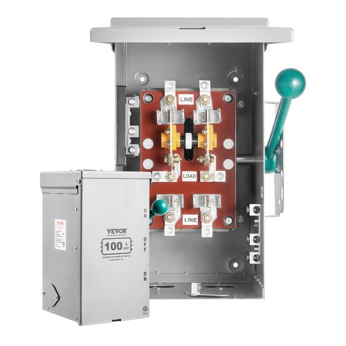 VEVOR 100A Generator Transfer Switch, 24000W Manual Transfer Switch, Heavy Duty Double-Throw Power Transfer Switch 120/240V, Meeting NEMA 3R Standards, for Outdoor, Indoor, and Portable Generator - FDJAQKG12024V91TJV5 - view 2