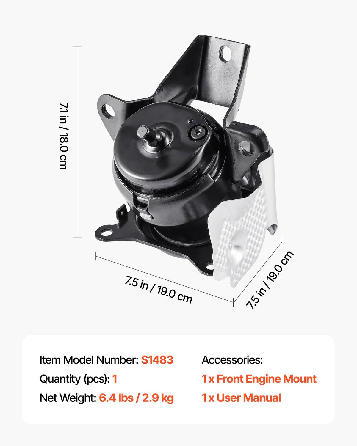 VEVOR Engine Motor Mount Replacement, Left Front Engine Mount, Universal Compatible with 2014–2018 Chevrolet Silverado 1500 5.3L V8, Secure Support, Heavy-duty Aluminum Construction, Black - FDJMDZJ1JTPNUX06W001V0 - view 8