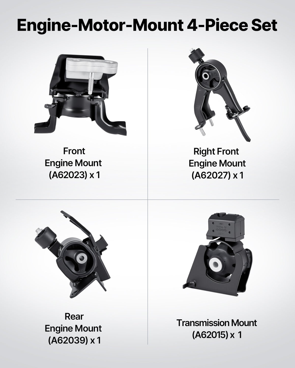 VEVOR Engine and Transmission Motor Mount Kit Replacement, Set of 4, Compatible with 2009–2013 Toyota Corolla 1.8L L4, Replace OE# A62015, A62039, A62027, A62023, Secure Support - FDJMDZJ4JTPN9Q228001V0 - view 3