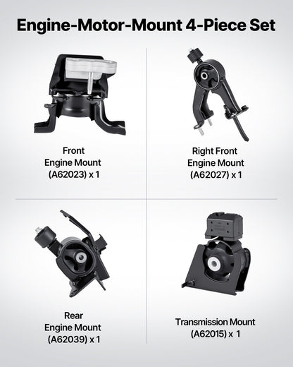 VEVOR Engine and Transmission Motor Mount Kit Replacement, Set of 4, Compatible with 2009–2013 Toyota Corolla 1.8L L4, Replace OE# A62015, A62039, A62027, A62023, Secure Support - FDJMDZJ4JTPN9Q228001V0 - view 3