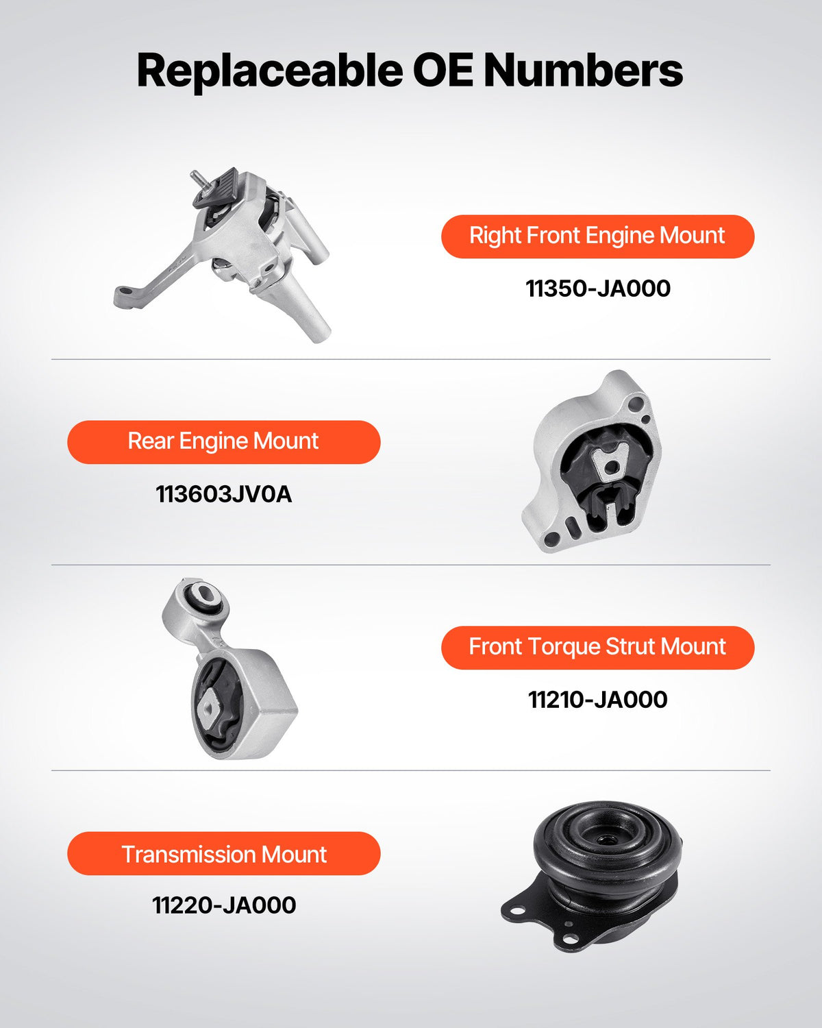 VEVOR Engine and Transmission Motor Mount Kit Replacement, Set of 4, Compatible with 2007–2017 Nissan Altima 2.5L L4, Replace OE# A4350, A4353, A4340, A4339, Secure Support - FDJMDZJ4JTPNL9RIJ001V0 - view 4
